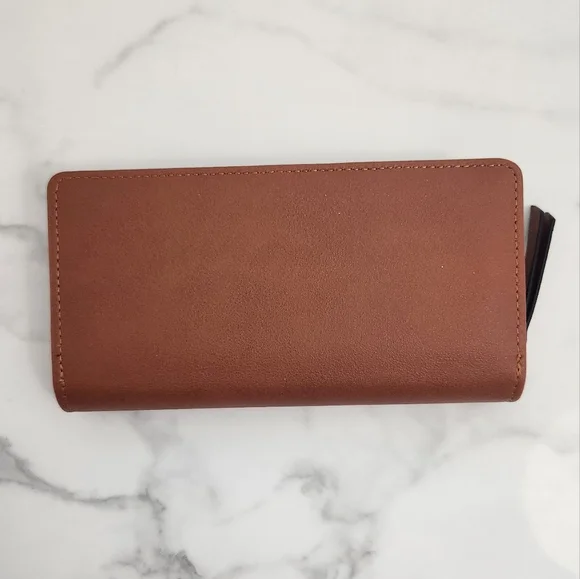 Spring & Summer Pu Leather Brown Leaf Cutout Women's Wallet - Picture 4 of 15